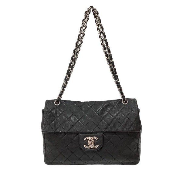 CHANEL MAXI Black Caviar Classic Single Flap Handbag SHW Shoulder Bag - Picture 3 of 16